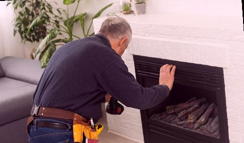 Insert plumbed beneath its mantel