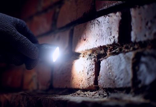 Joint sighted by torchlight while tracing a leak
